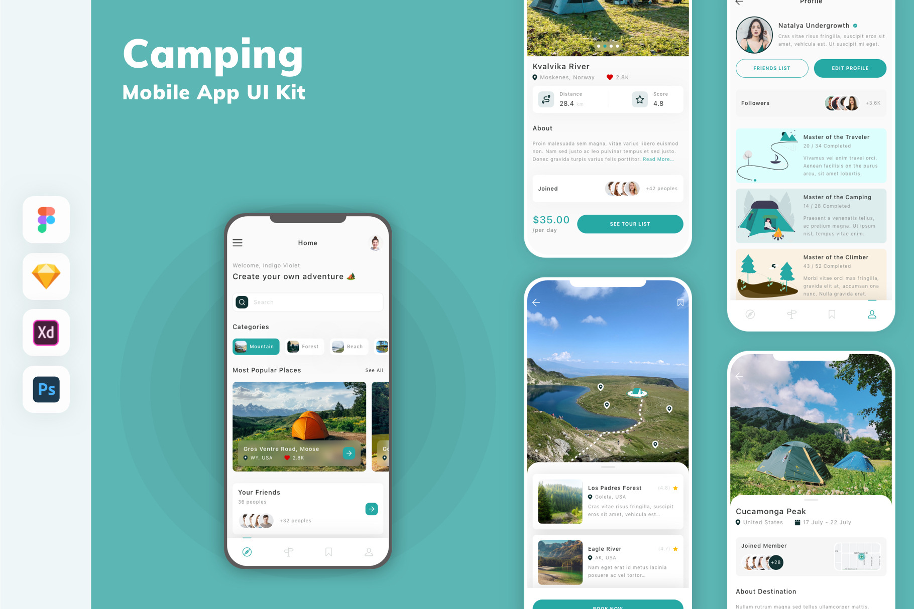 Camping Mobile App UI Kit, an UI Kit Template by uicube