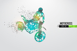 Silhouettes of a motocross rider