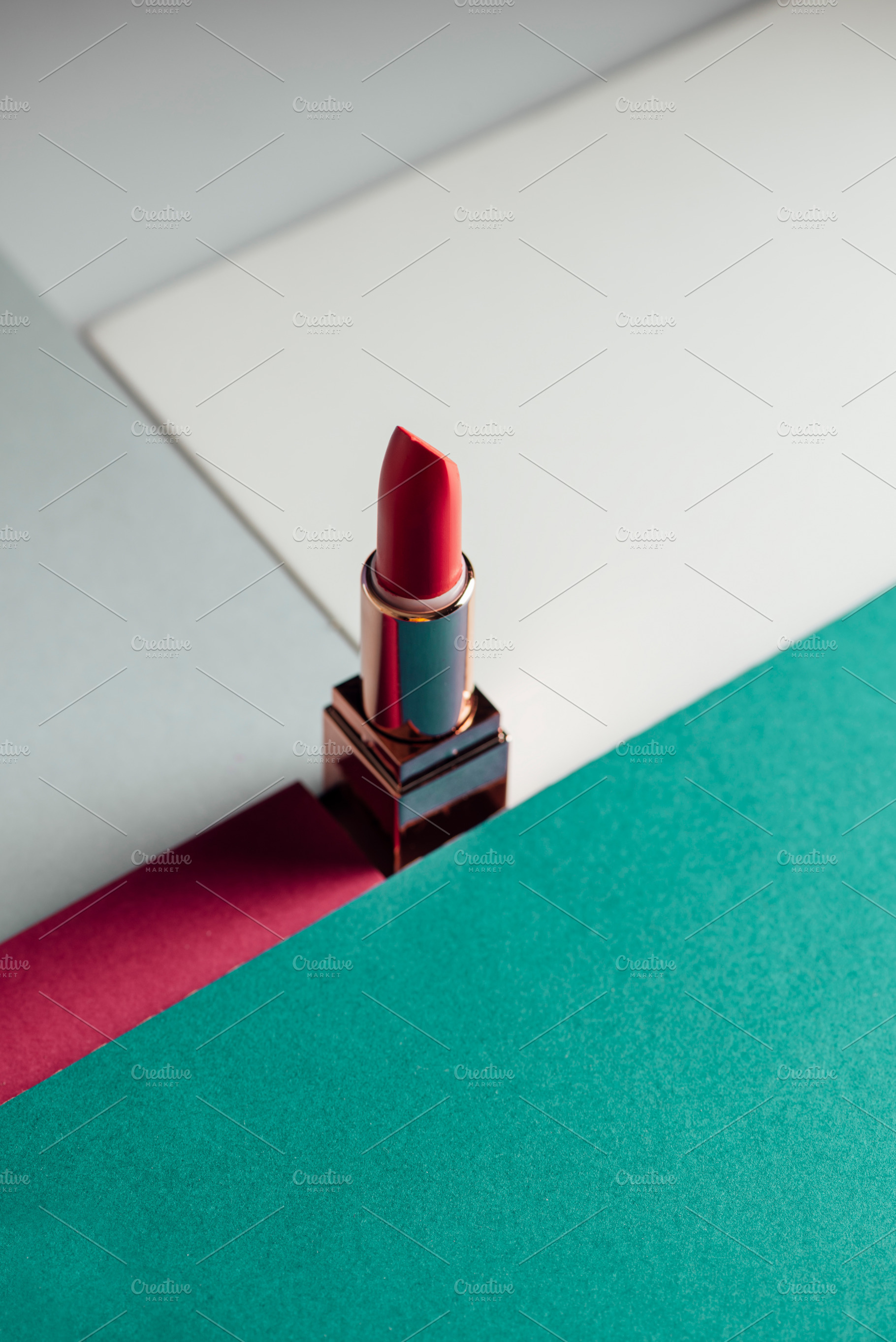 Lipstick on modern colorful geometri featuring lipstick, make up, and nobody, a Beauty & Fashion Photo by SZ IMAGE