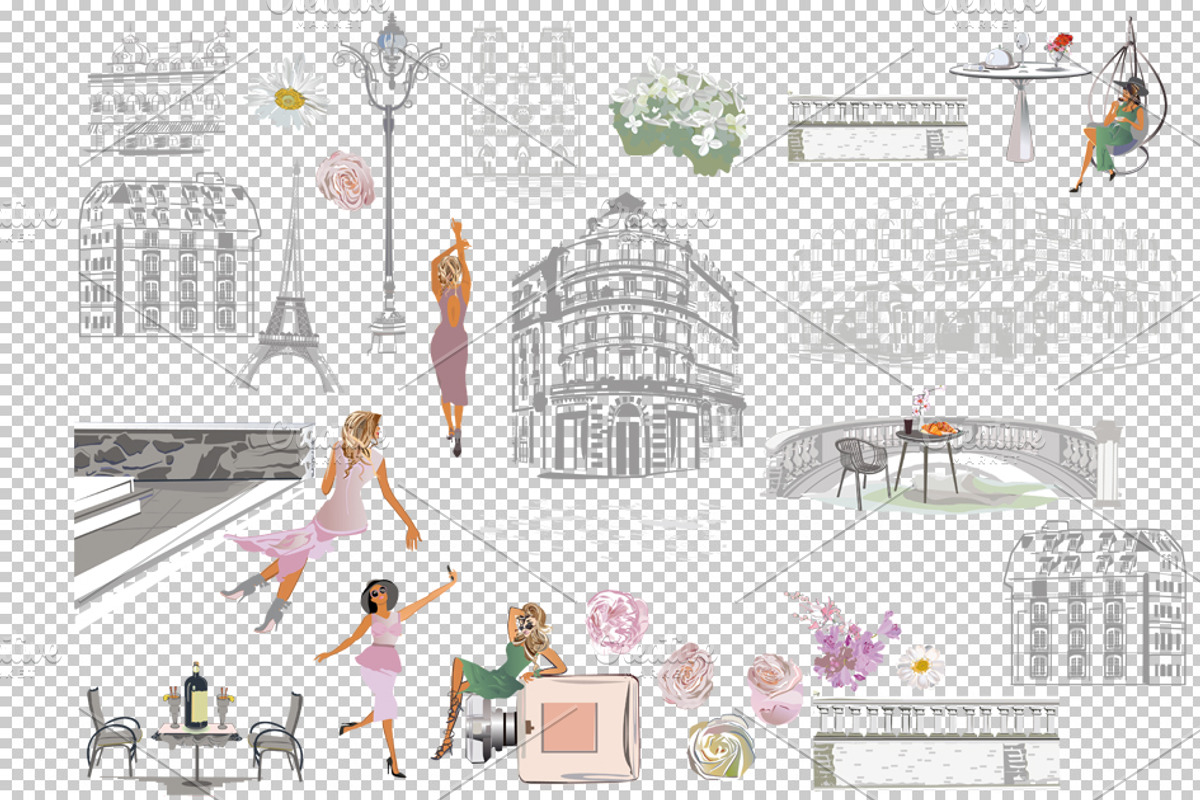 Paris set with a fashion girl., a Decorative Illustration by Laifalight (Photo 3 of 3)
