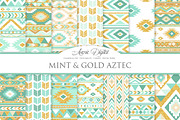Mint & Gold Boho Seamless Patterns, a Pattern Graphic by Avenie Digital (Thumbnail 1 of 4)