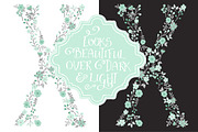 Mint & Grey Floral Alphabet Vectors, an Illustration by Amanda Ilkov (Thumbnail 3 of 5)
