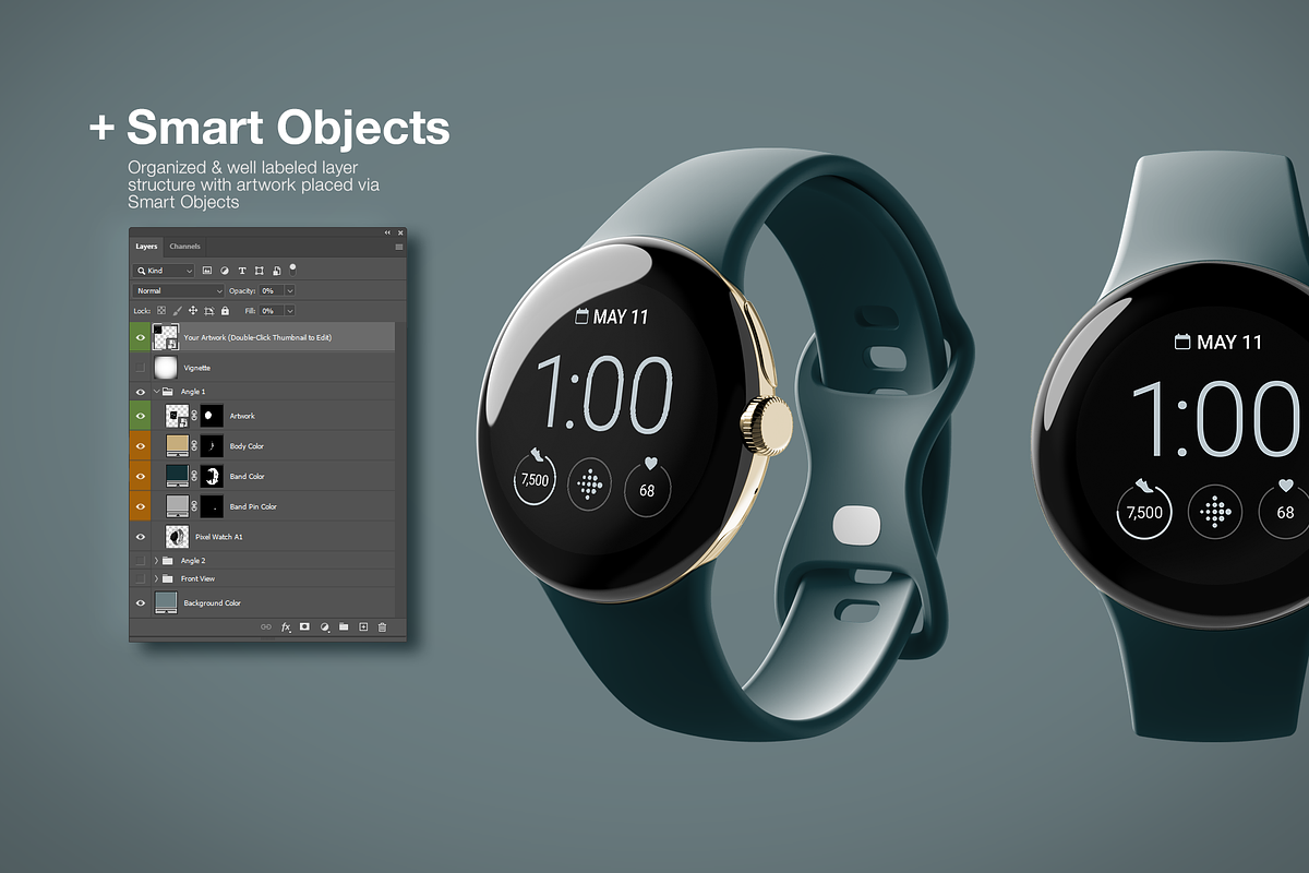 Pixel Watch Mockup, a Product Mockup by Evan Molina (Photo 2 of 3)