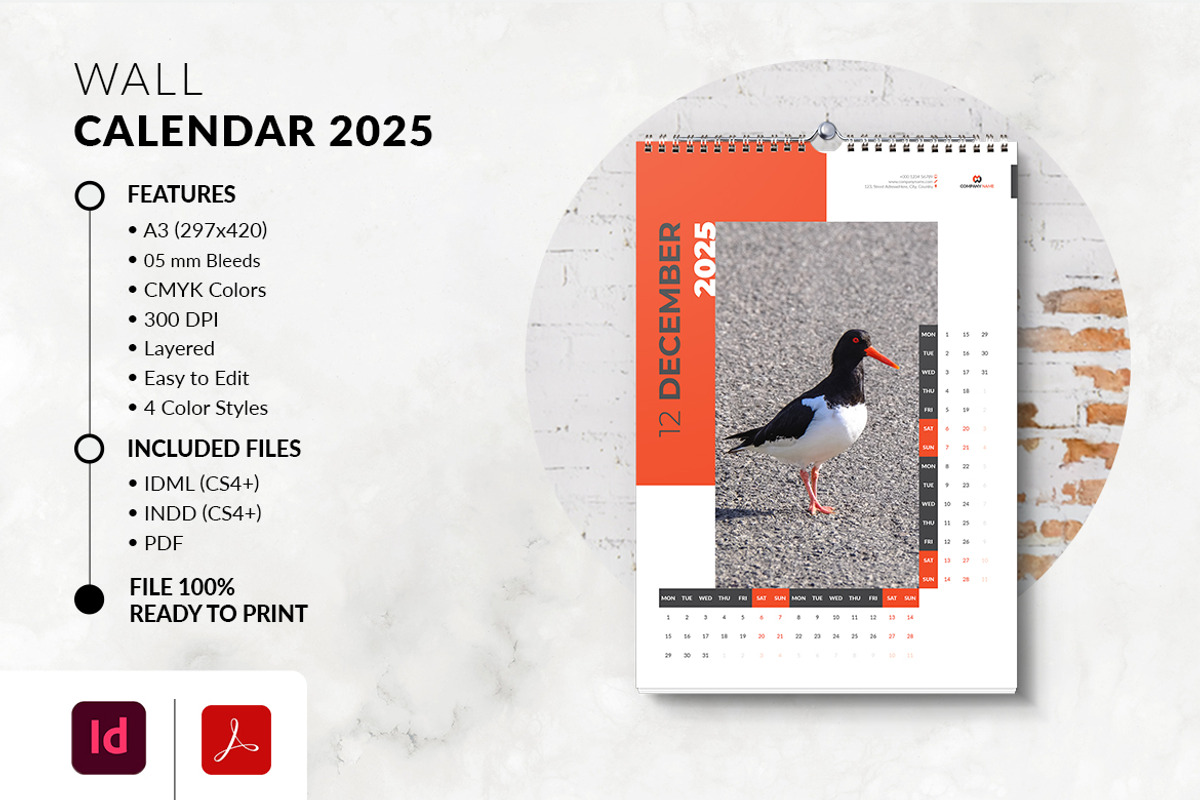 A3 Size Wall Calendar 2025, a Stationery Template by MstArtwork (Photo 5 of 5)