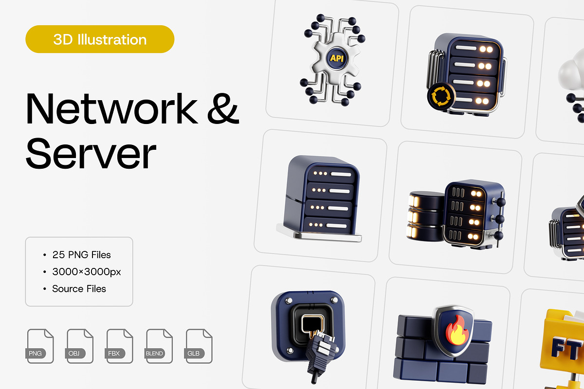 Server & Network 3D Icon Set, an Object 3D Model by Eklip Studio (Photo 3 of 3)