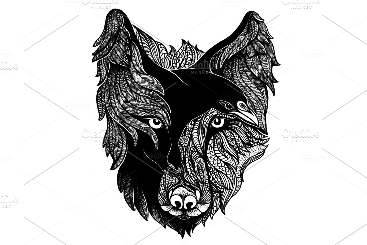 Wolf and Raven, an Animal Illustration by Apolinarias Art (Photo 2 of 5)