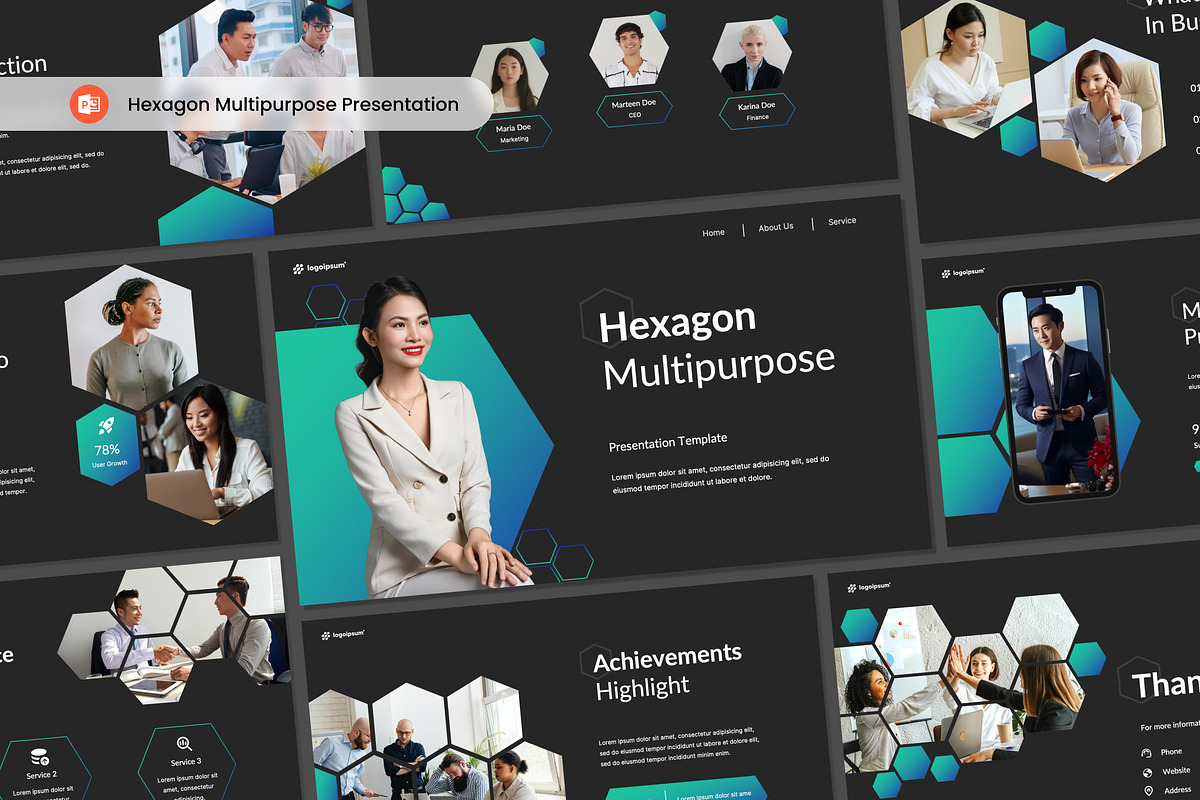 Hexagon Multipurpose PowerPoint, a Presentation Template by Antstheme (Photo 1 of 2)