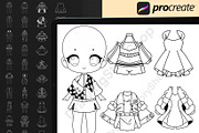100 Procreate Chibi Clothes Stamp, a Brush Add-On by DrawingStoryShop (Thumbnail 3 of 5)