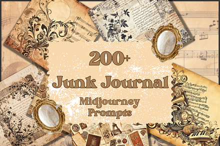 220+ Junk Journal Midjourney Prompts, a Background Graphic by Artistic Revolution