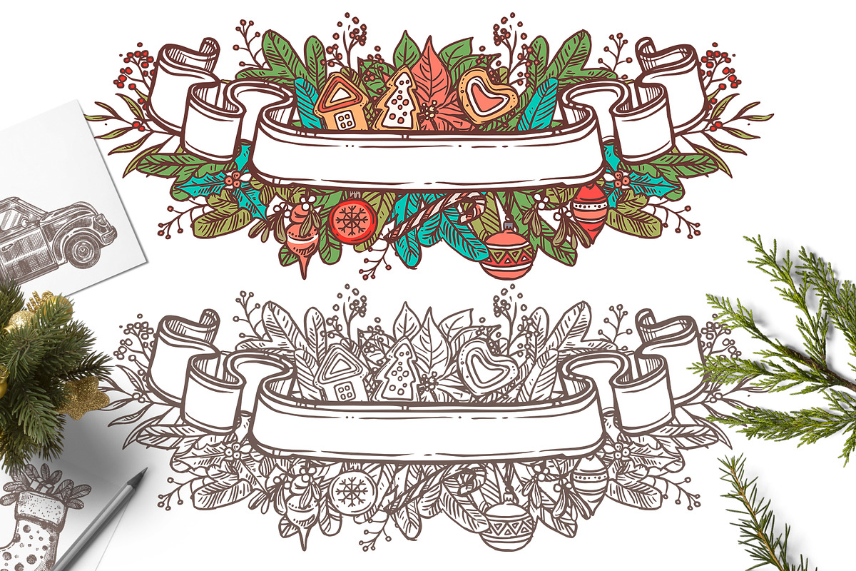 Hand Drawn Christmas Elements, a Decorative Illustration by alexrockheart (Photo 8 of 9)