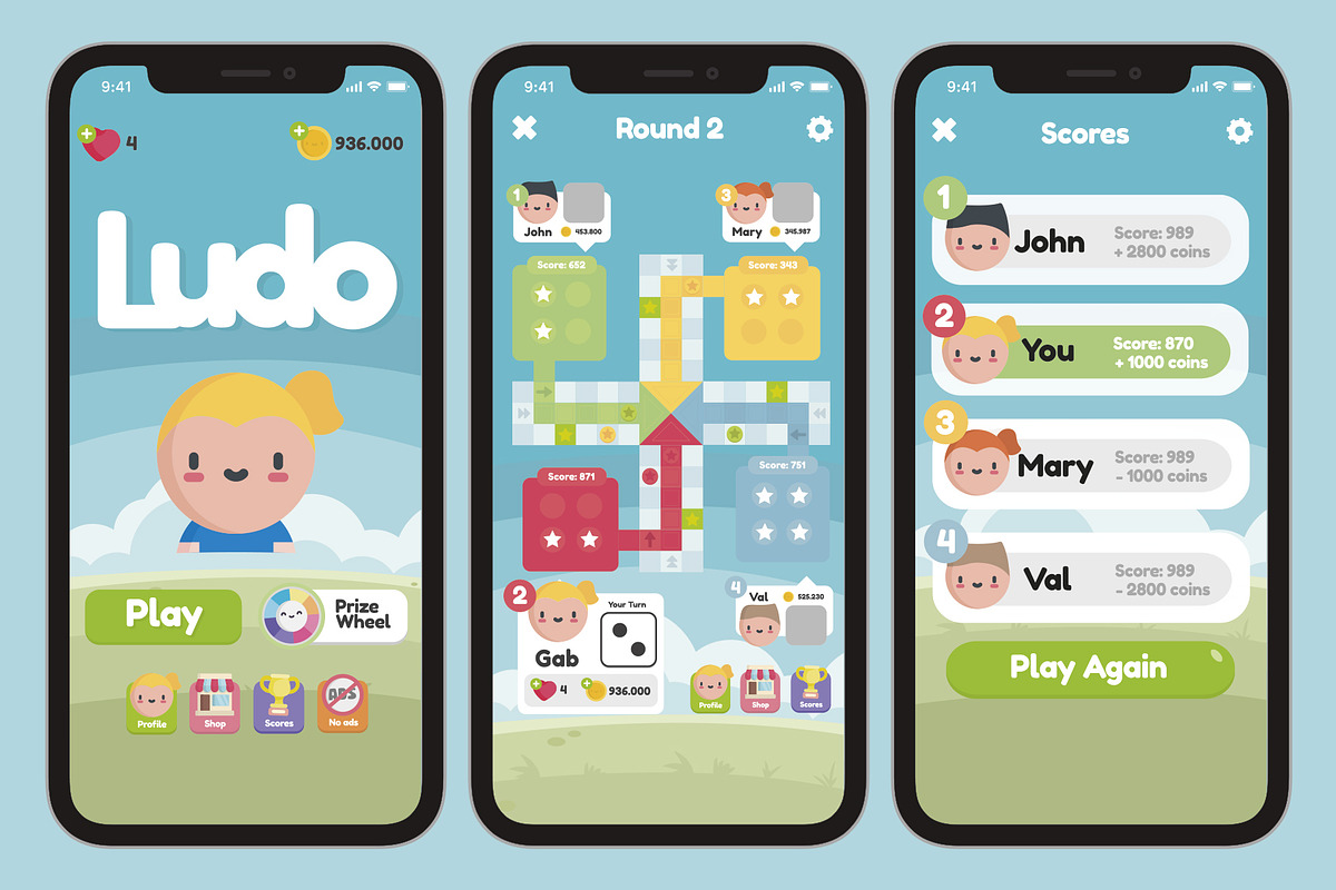 Ludo Game GUI Assets, an Illustration by DeLaGranSiete