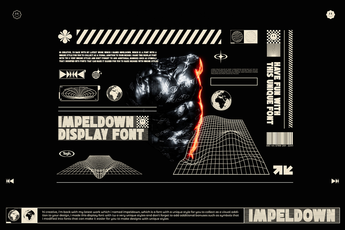 Impeldown Display Font & Symbols, a Symbol Font by Tegh co. (Photo 3 of 12)