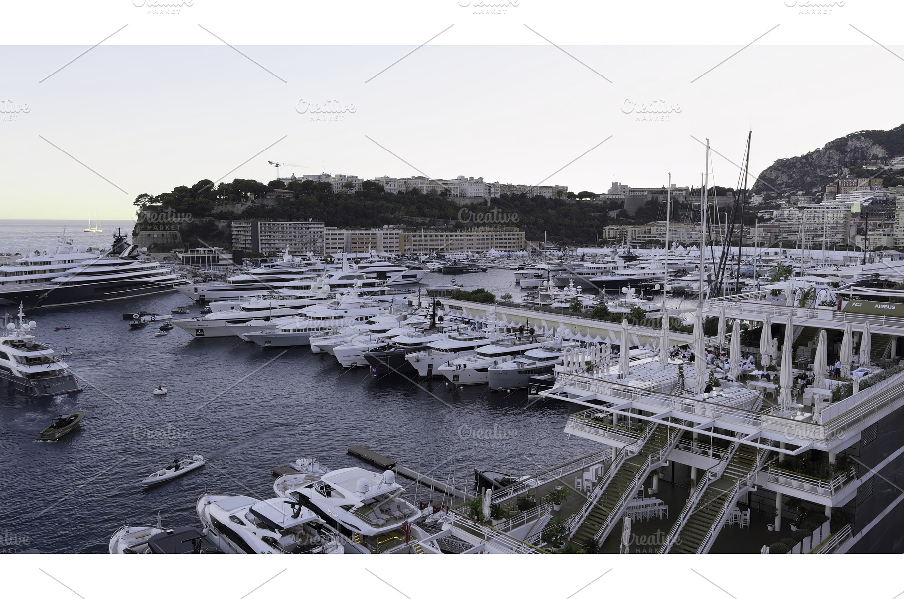 Monaco yacht show exhibiting luxury, a Transportation Photo by Media Whale Stock