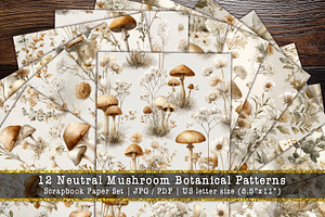 Neutral Mushroom Botanical Scrapbook