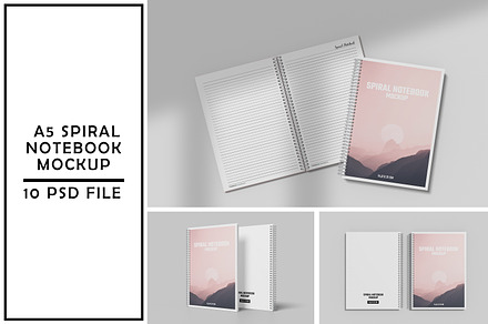 A5 Spiral Notebook Mockup