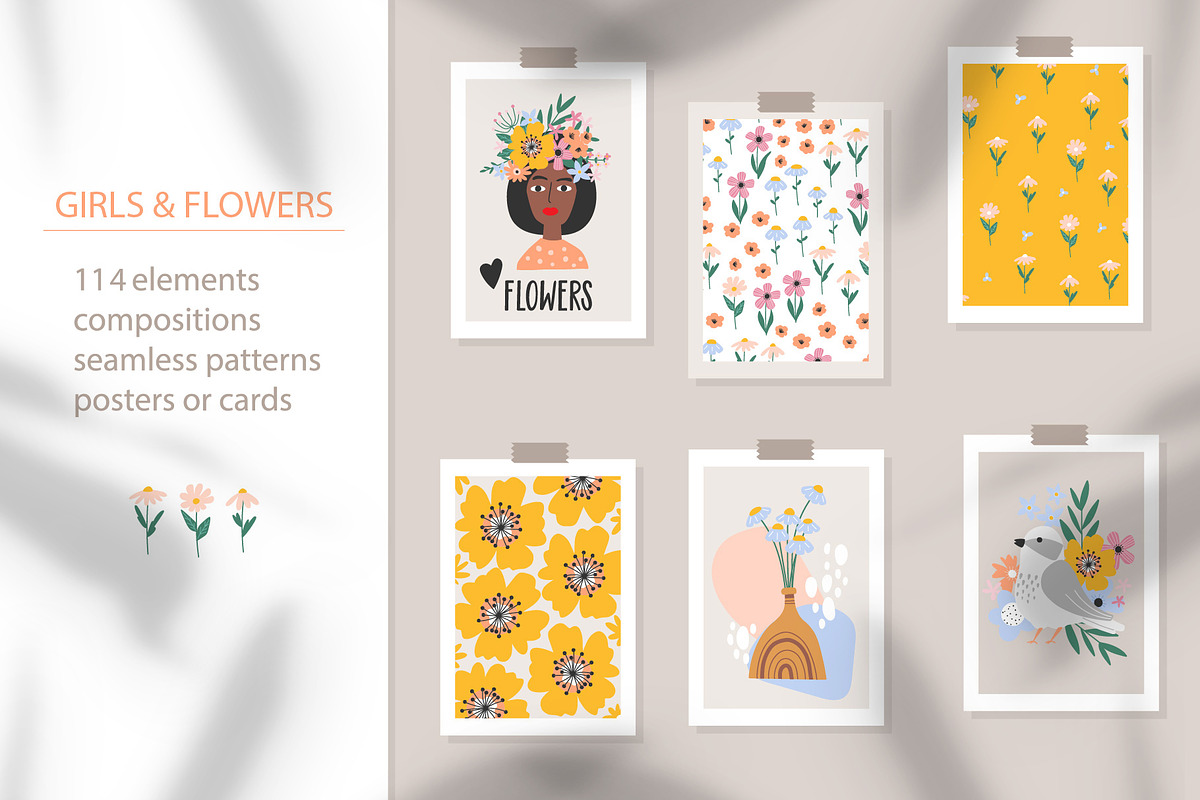 Girls and flowers, a Background Graphic by rosypatterns (Photo 1 of 8)