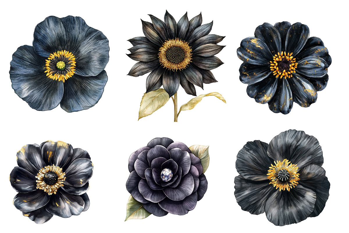 Glitter Luxury Black Spring Flower, an Illustration by CreationArt (Photo 3 of 5)