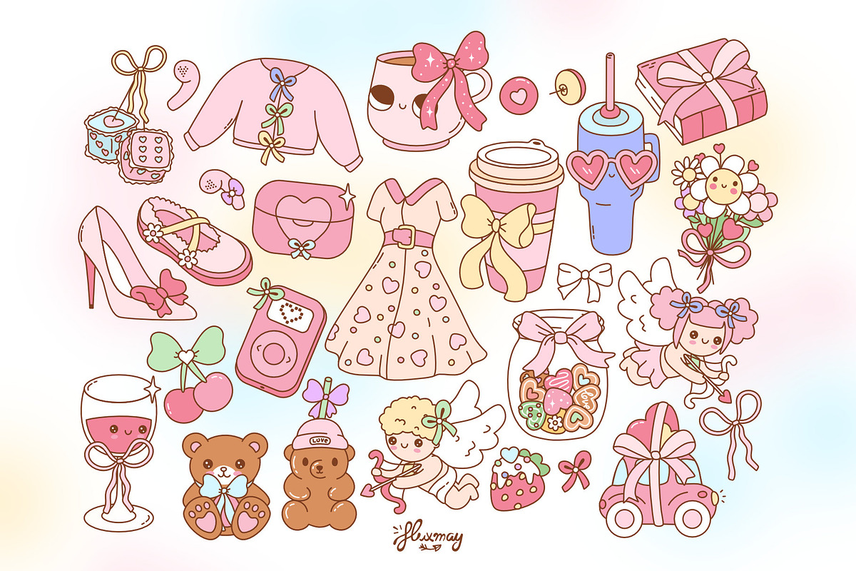 Preppy & Coquette Valentine Bundle, a Seasonal Illustration by Huxmay (Photo 5 of 7)