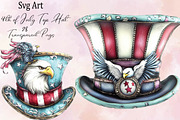 4th of July Top Hat Clipart Bundle., an Illustration by SVGArt (Thumbnail 1 of 9)