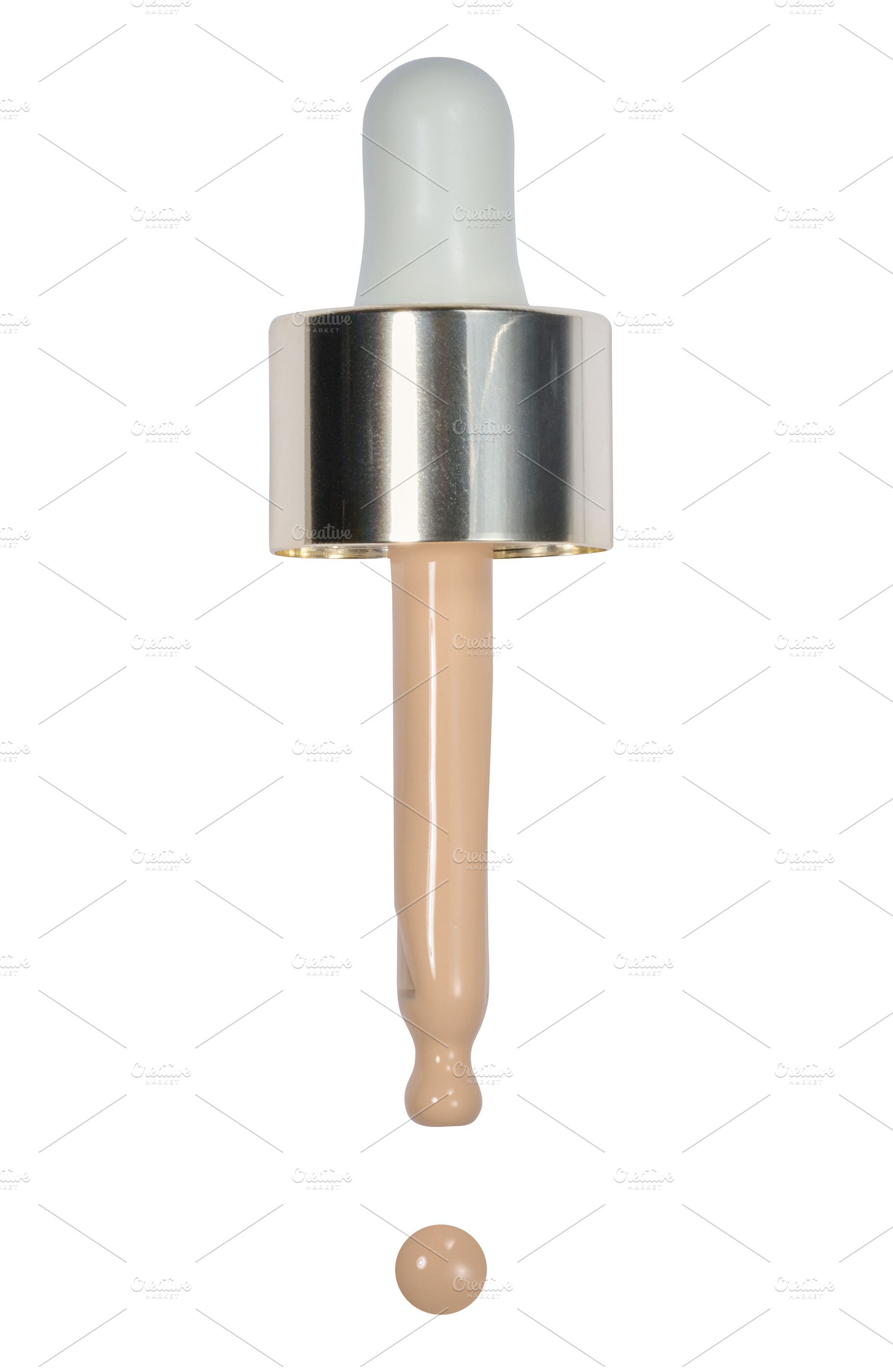 Glass pipette with a drop of foundation on an isolated backgroun, a Beauty & Fashion Photo by ndanko