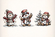 Christmas Whimsical Snowman Clipart, an Illustration by Dream Creation (Thumbnail 6 of 7)