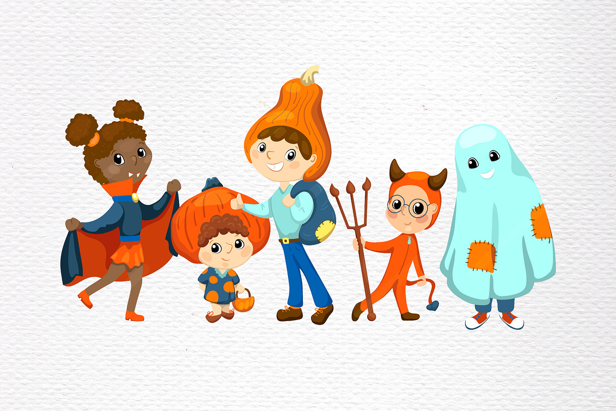 Cute Kids In Halloween Costume, a Person Illustration by RabbitAndPencil (Photo 4 of 5)