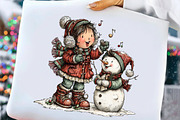 Christmas Girl & Snowman Clipart, an Illustration by Craft Nest (Thumbnail 8 of 10)
