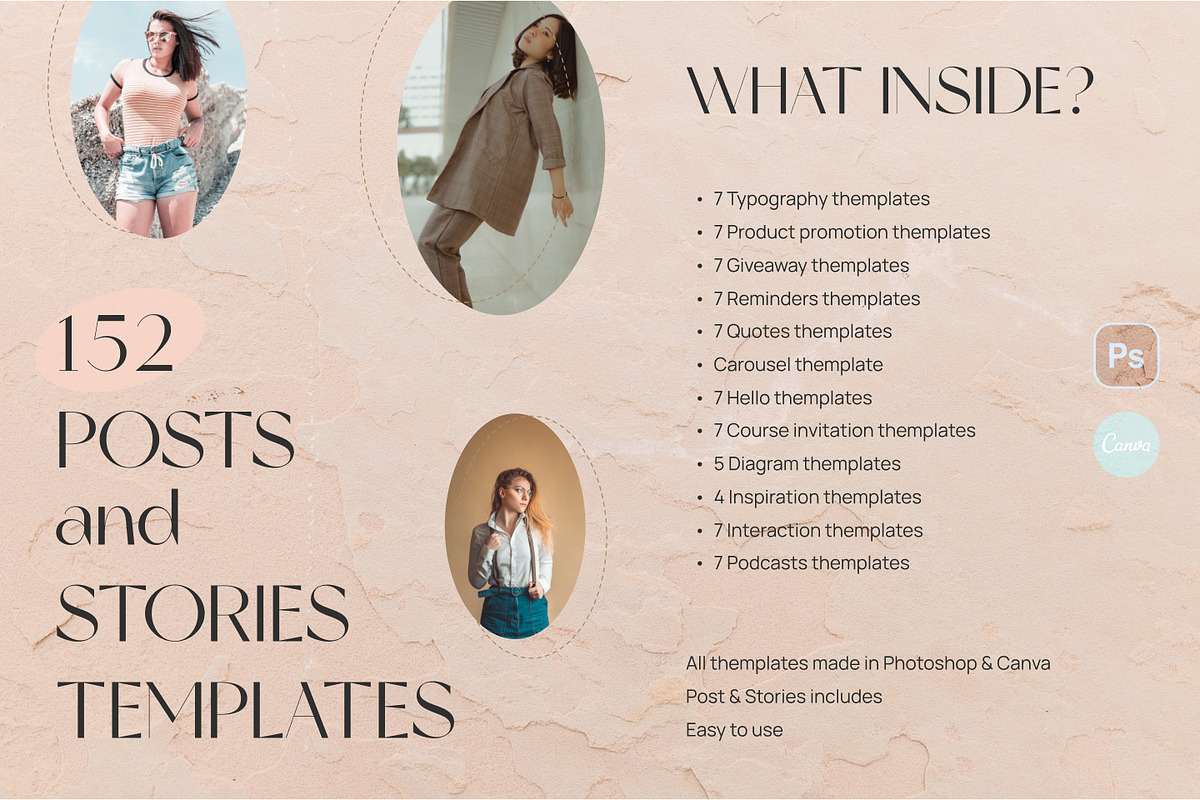 Instagram for coach set CANVA PS, a Social Media Template by Craft_Monkey