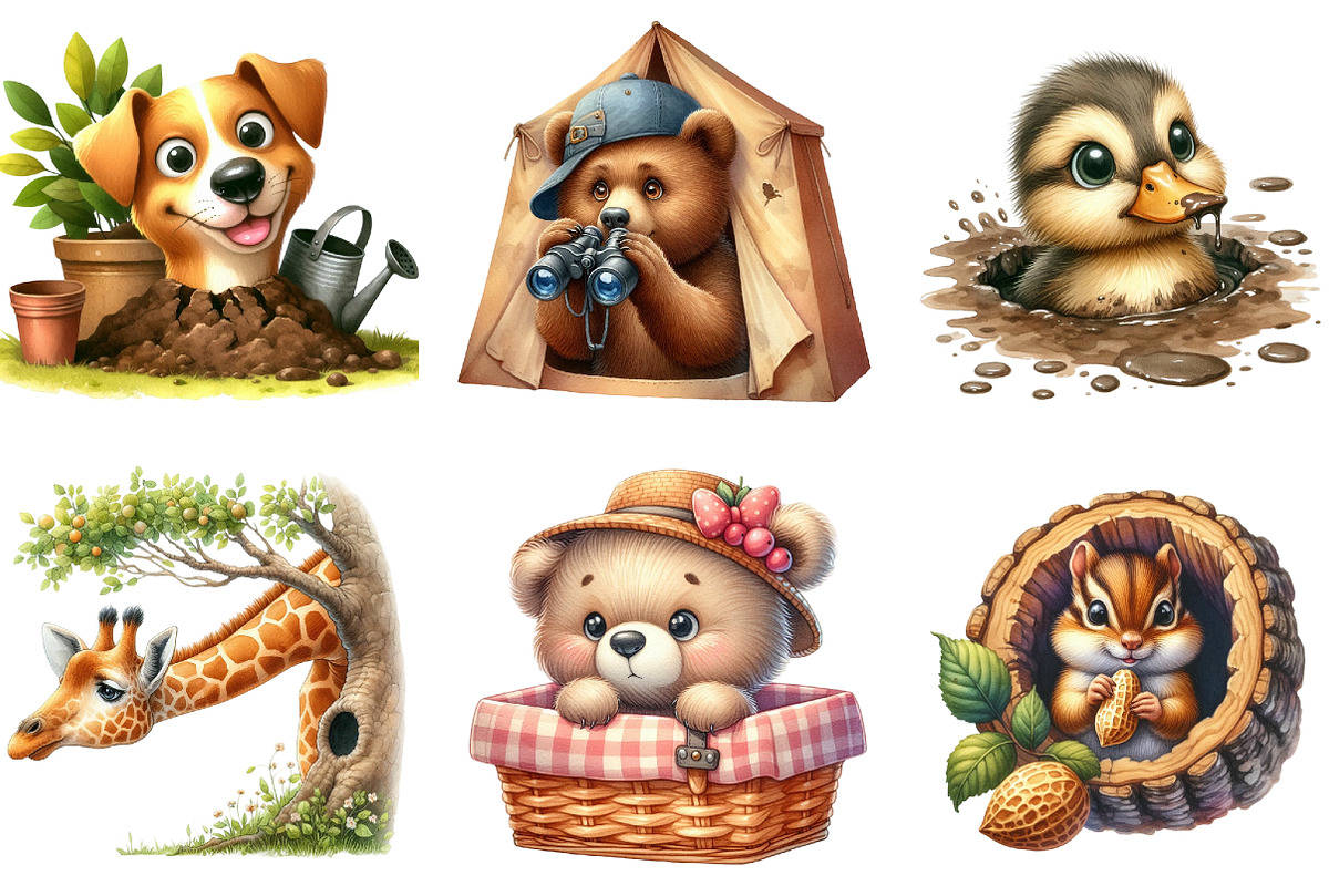 Funny Animals in Hole Clipart, an Illustration by DreamArtGraphic (Photo 3 of 4)