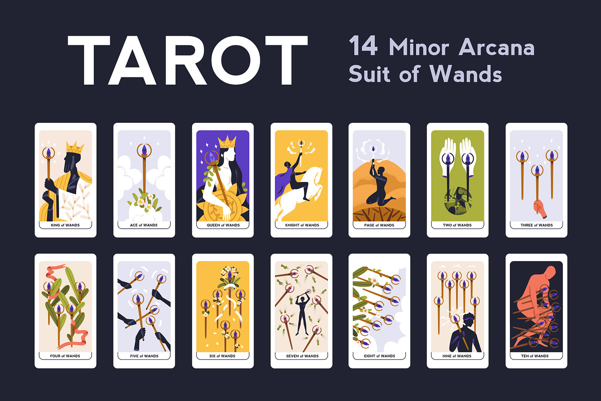Suit of Wands tarot cards set, an Illustration by Good Studio (Photo 1 of 6)