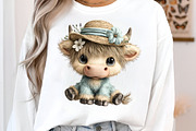 Watercolor Summer Highland Cow Png, an Illustration by SinaCreation (Thumbnail 5 of 8)