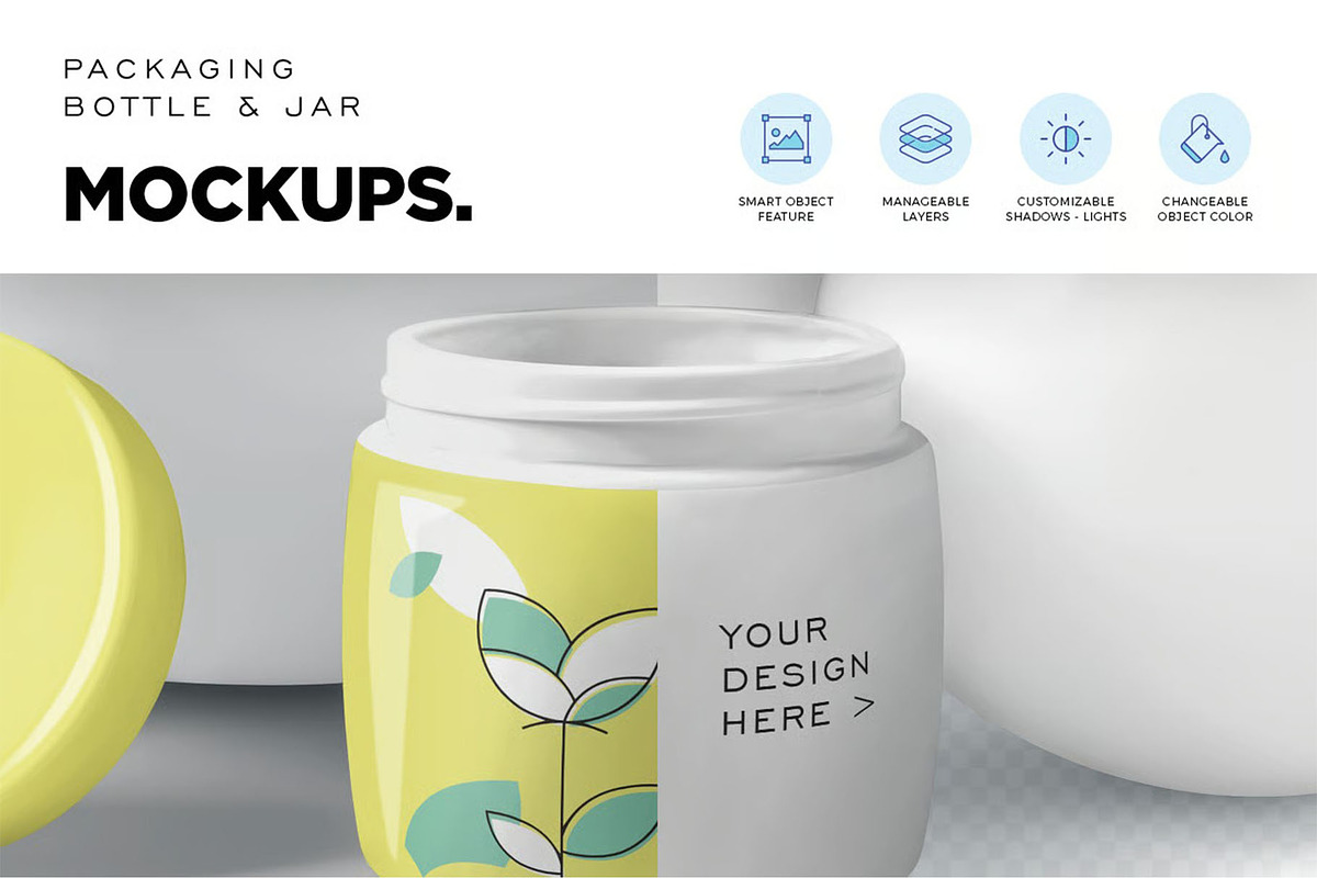 Cosmetic Packaging Bottle/Jar Mockup, a Packaging Mockup by megostudi0 (Photo 4 of 5)