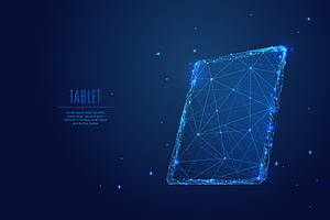 tablet low poly blue