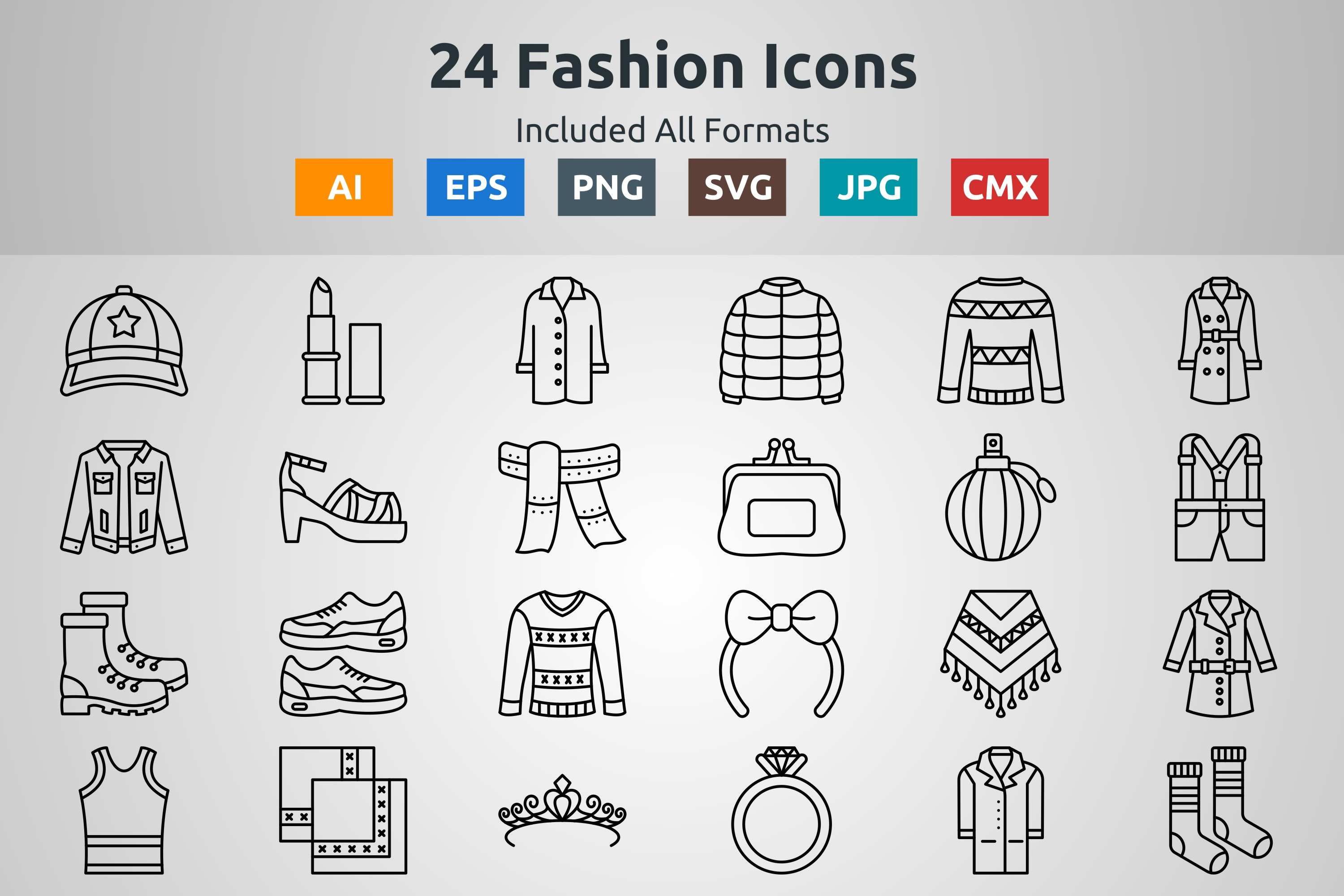 Vector Outline Icons Of Fashion by Muhammad Atiq  Creative Market