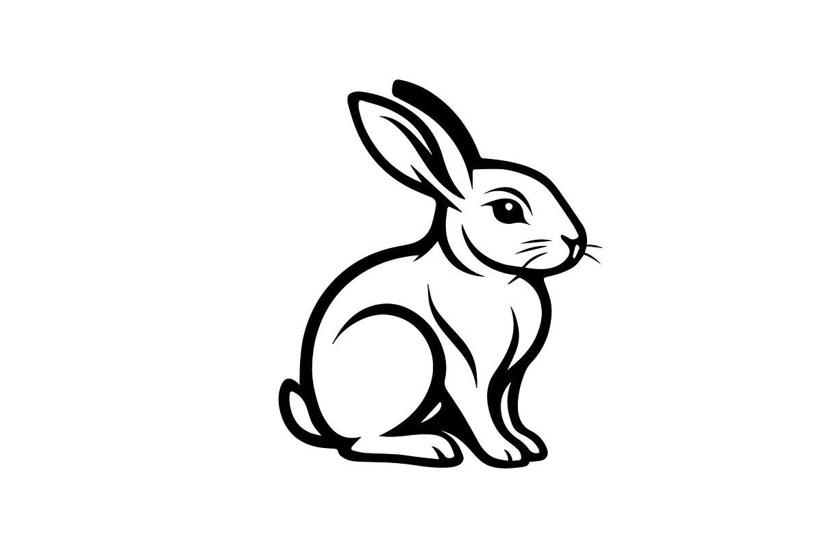 Cheerful Rabbit Line Art Drawing, a Graphic by Annudesign (Photo 6 of 9)