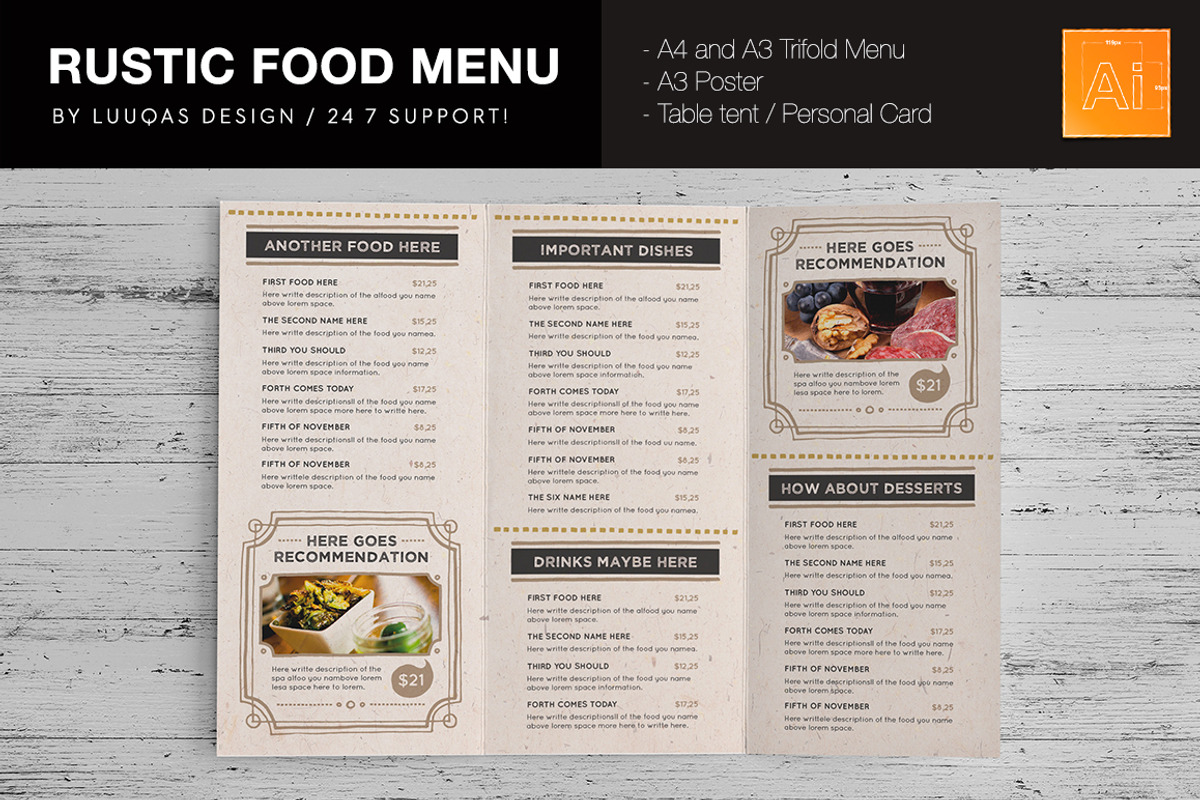 The Rustic Menu, a Brochure Template by Luuqas Design (Photo 2 of 11)