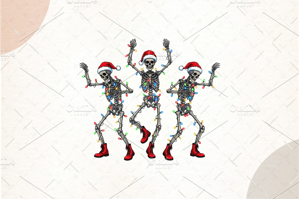 Christmas Dancing Skeleton Png, an Illustration by Watercolor design (Photo 1 of 5)