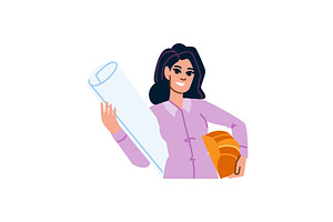 Confident female architect holding, an Illustration by pikepicture