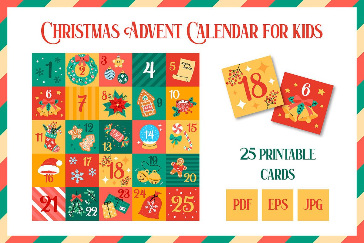Christmas Advent Calendar Printable, a Seasonal Illustration by AnnaViolet_store (Photo 1 of 3)