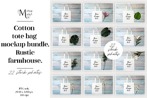 22 Cotton Tote bag Mockup Bundle.