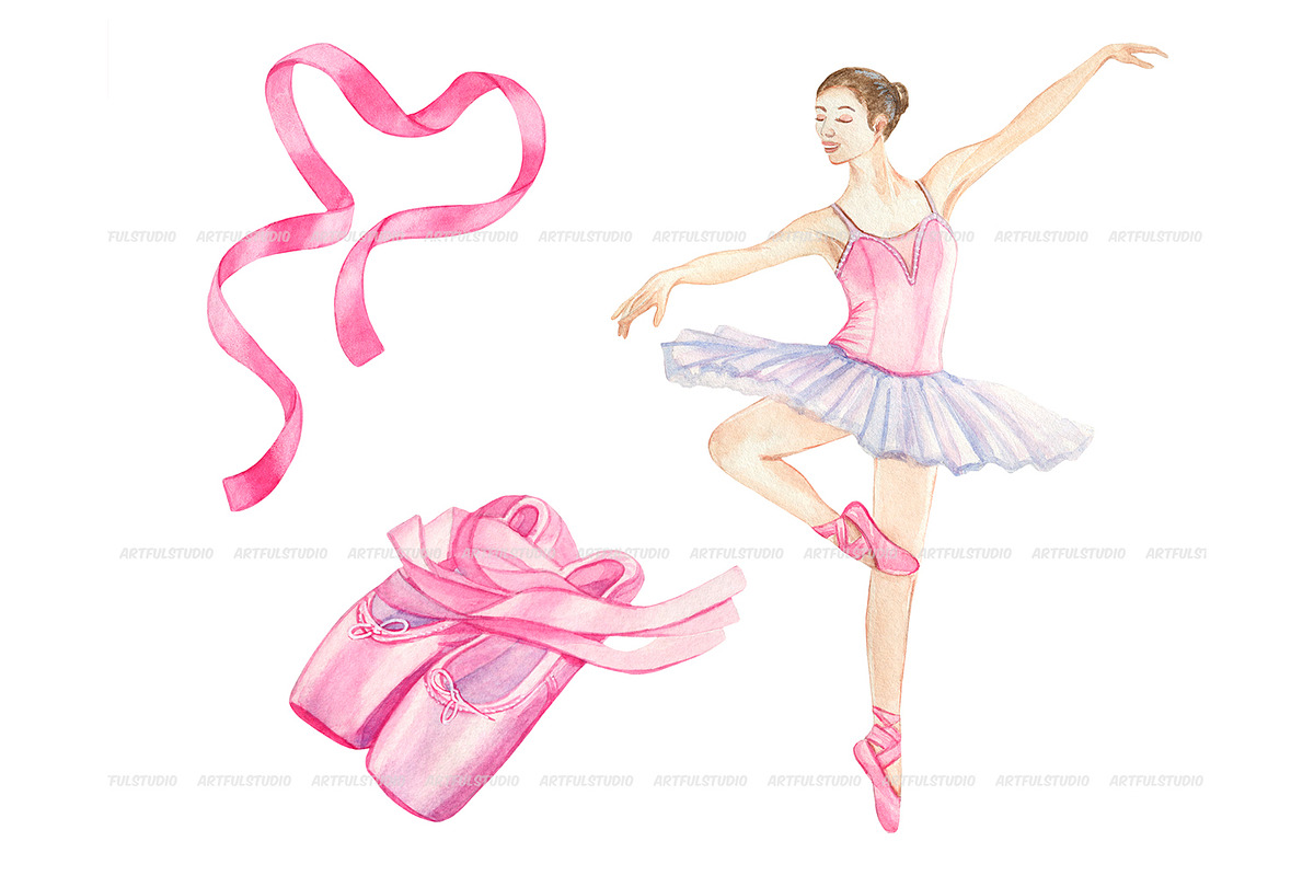 Watercolor Ballerina Clipart, an Illustration by ArtfulStudio (Photo 3 of 9)