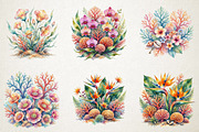 Watercolor Floral Reef PNG Clipart, a Seasonal Illustration by RobertsArt (Thumbnail 2 of 6)
