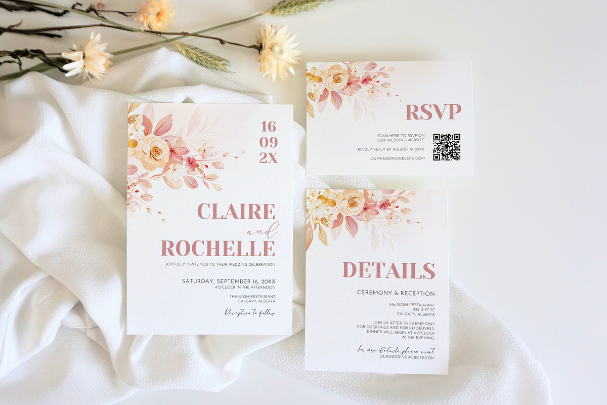 Romantic Floral Invitation Template, an Invitation Template by Cottontail Paper Shop (Photo 1 of 7)