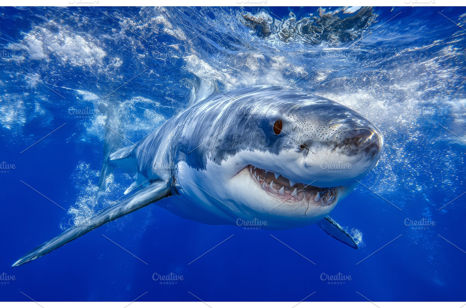 Underwater view of a great white, an Animal Photo by ZinetroN