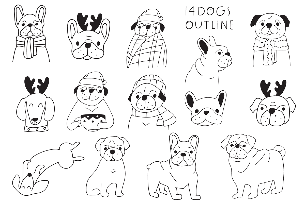 Christmas woof. Cute dogs collection, an Animal Illustration by cutelevindesign (Photo 9 of 16)