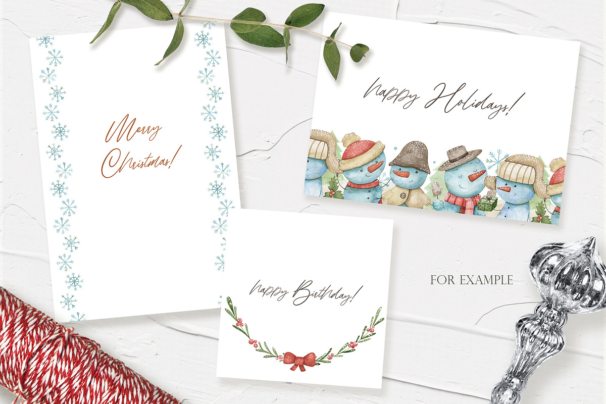 Watercolor festive winter clipart, an Illustration by OrangePeafowlArt (Photo 10 of 11)