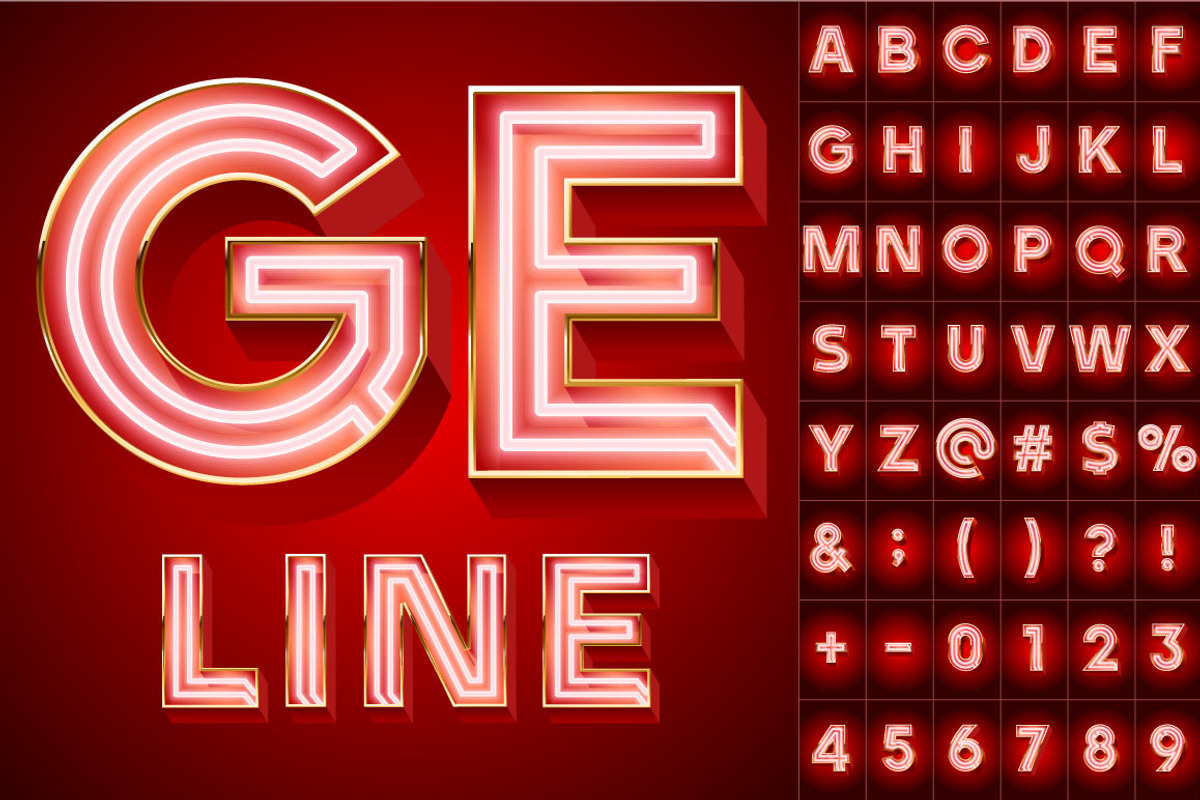 Realistic vector neon alphabet 3 preview 6