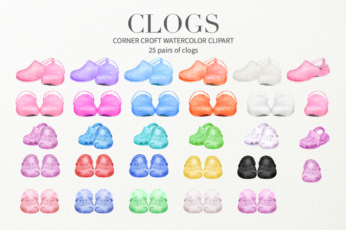 Watercolor Clogs Clipart, a Person Illustration by Corner Croft (Photo 3 of 8)