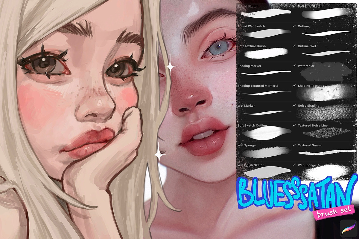 Bluesssatan brush set for Procreate, a Brushes & More by Bluesssatan (Photo 1 of 2)