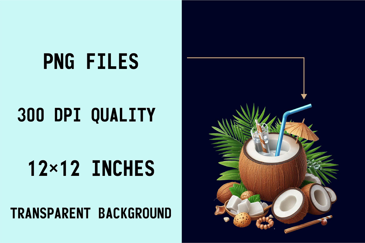 Coconut Drink Sublimation Clipart Bu, an Illustration by SVGArt (Photo 7 of 8)